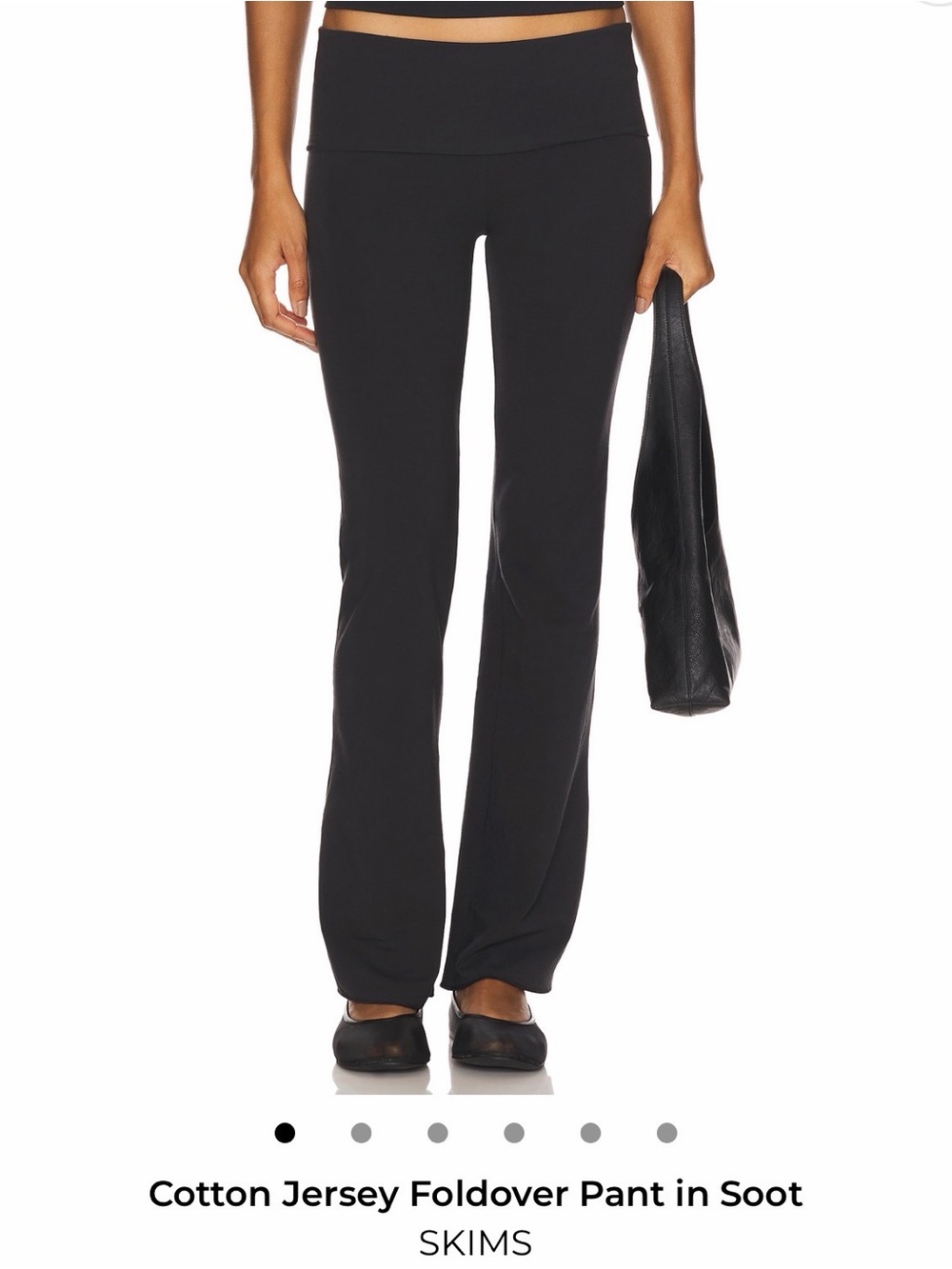 SKIMS Black Cotton-Jersey Foldover Track Pants